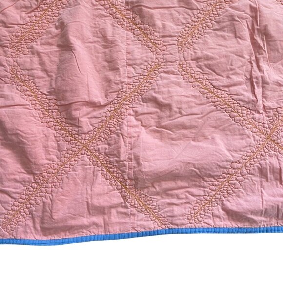 Vintage Baby Quilt Blanket Animals Blue Frog Turtle 53 1/2 x 51 Handmade Cover - Picture 10 of 14